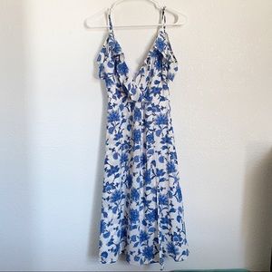 Lulu's Blue and White Floral Midi dress